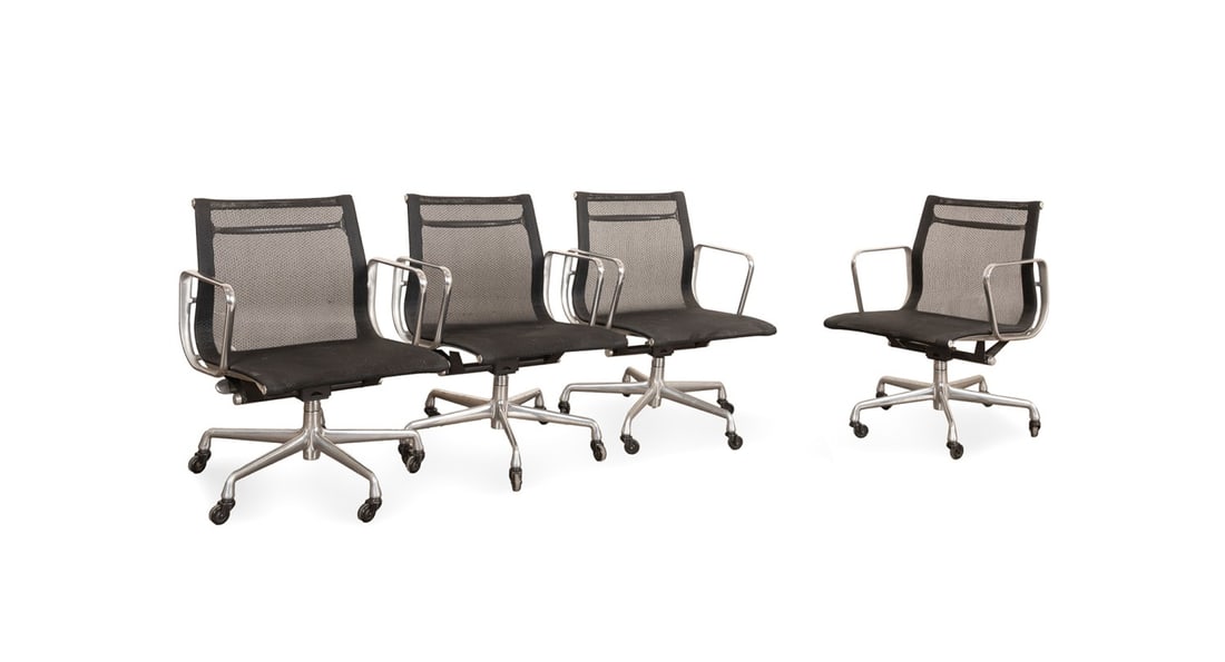 4 EAMES ALUMINUM MANAGEMENT MESH CHAIRS, C. 2001 (1 of 4)