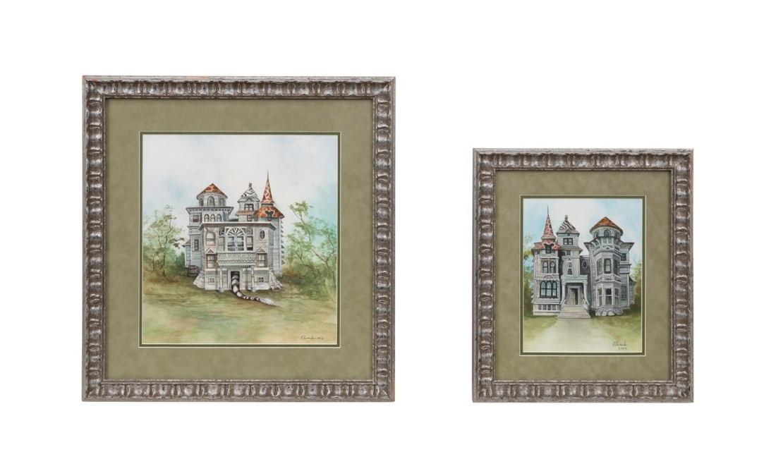 WALLACE EDWARDS, TWO WHIMSICAL WATERCOLORS, 2002 (1 of 7)