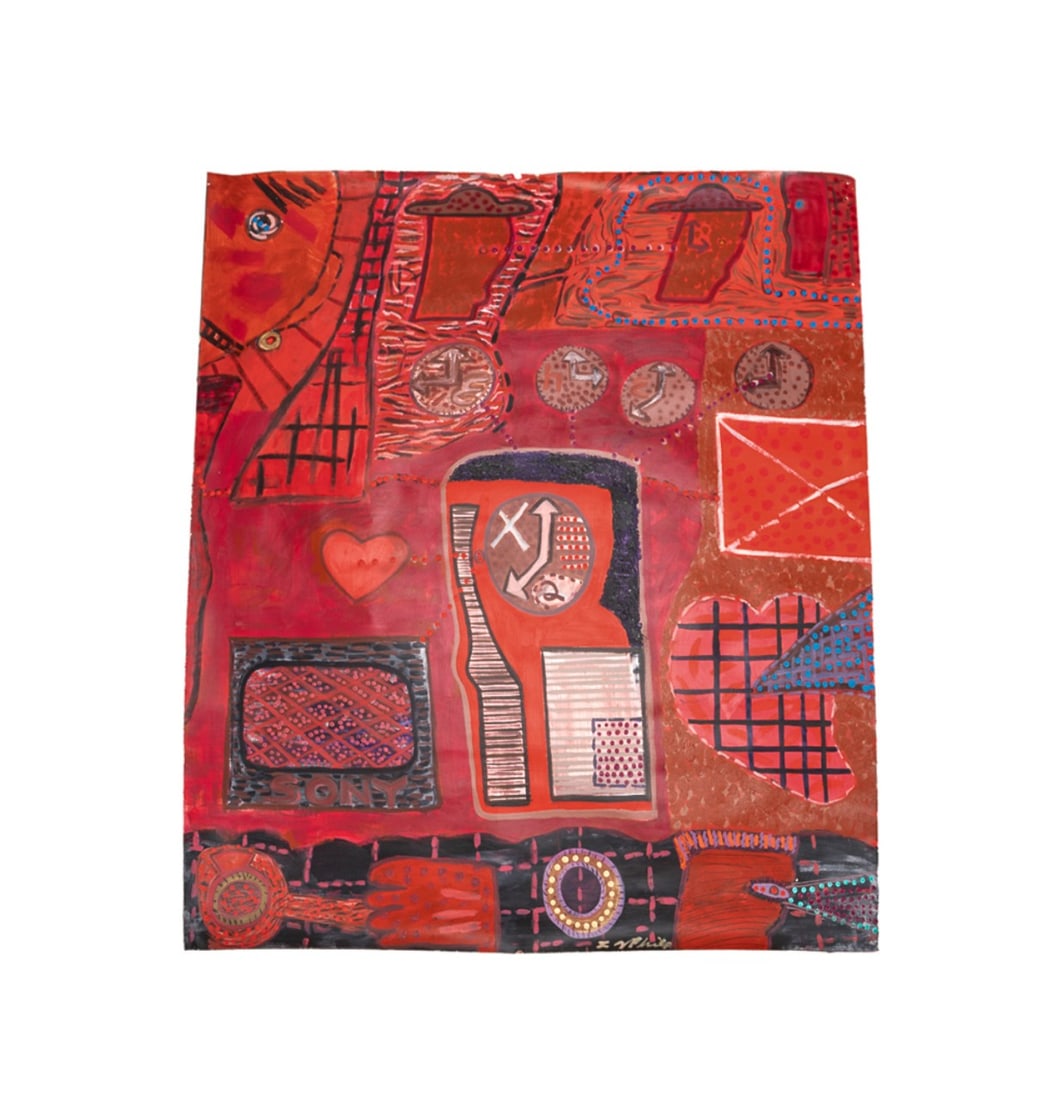 LAWRENCE PHILP, 'PAINTING FOR BIGHEAD DREAMERS': Lawrence Philp (American, born 1949). "Painting for Bighead Dreamers" - 20th/21st century, acrylic on paper, signed at bottom edge, titled in pencil to verso. Unframed. Approximate dimensions: h.