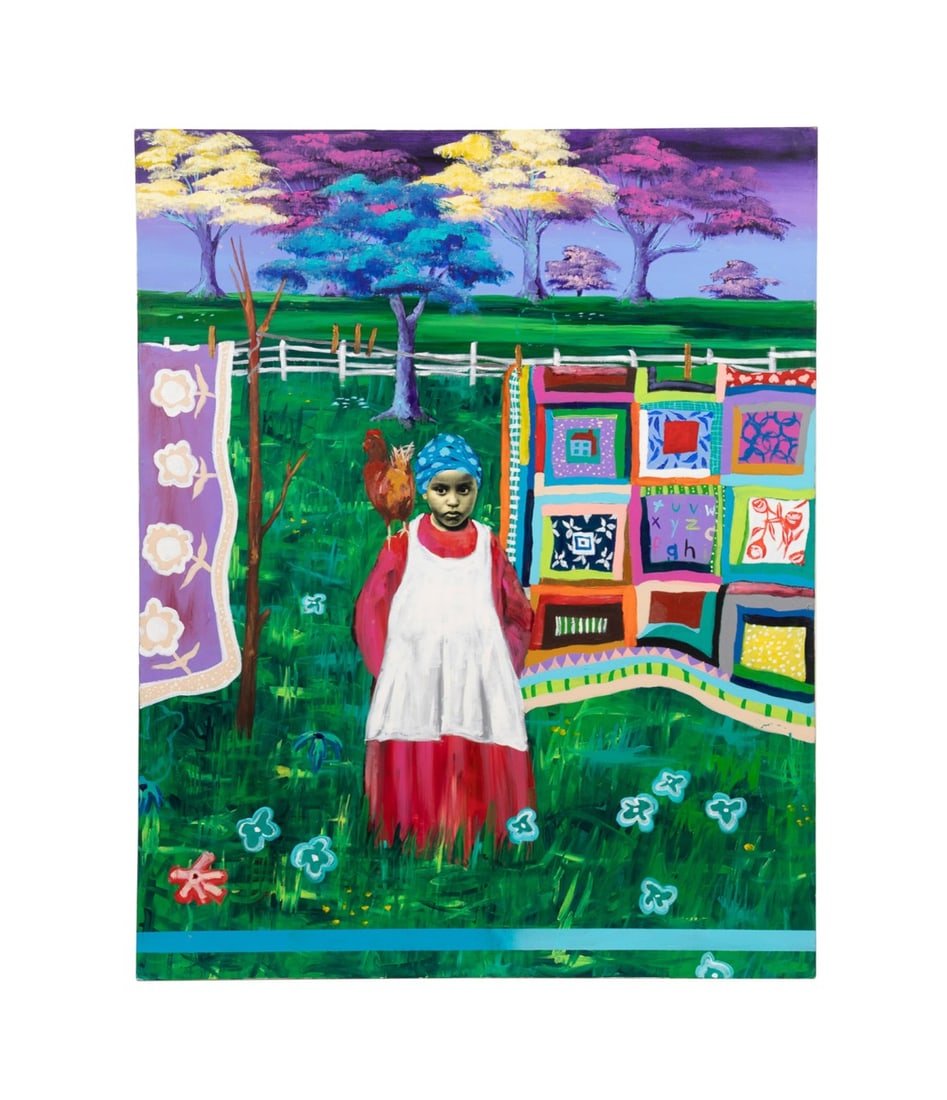 CEDRIC SMITH, 'CONTEMPLATING', 1999, O/C: Cedric Smith (American / Georgia, active Atlanta, born 1970). "Contemplating" - 1999, oil and collage on canvas, titled, signed, and dated to verso. Unframed. Provenance: Private Collection, Atlanta,
