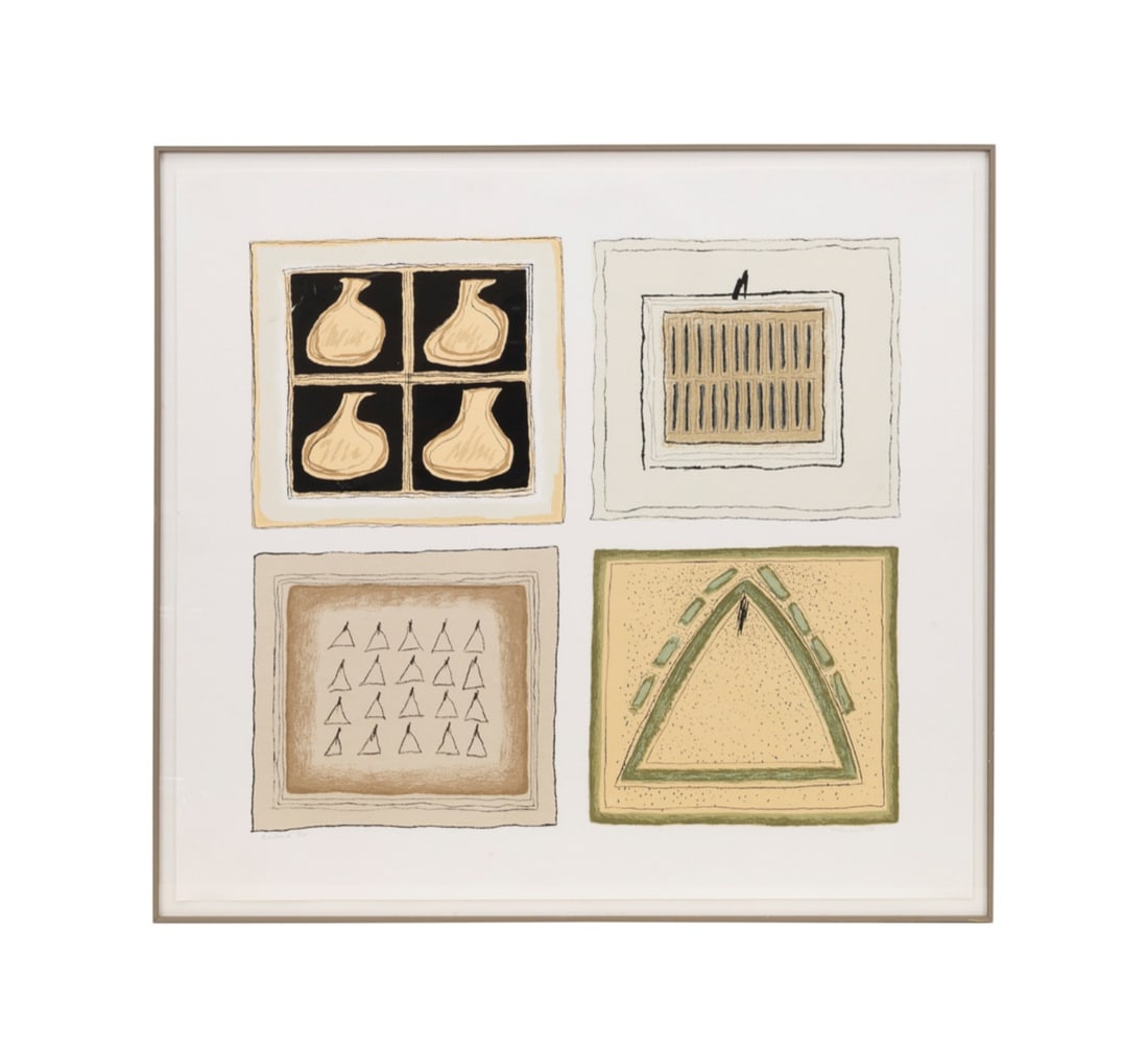 IDA KOHLMEYER, 'QUARTERED', 1981, SERIGRAPH: Ida Rittenberg Kohlmeyer (American / Louisiana, 1912-1997). "Quartered" - 1981, serigraph on paper, numbered 7 of 135, titled, signed, and dated to margin under image. Framed. Provenance: Private