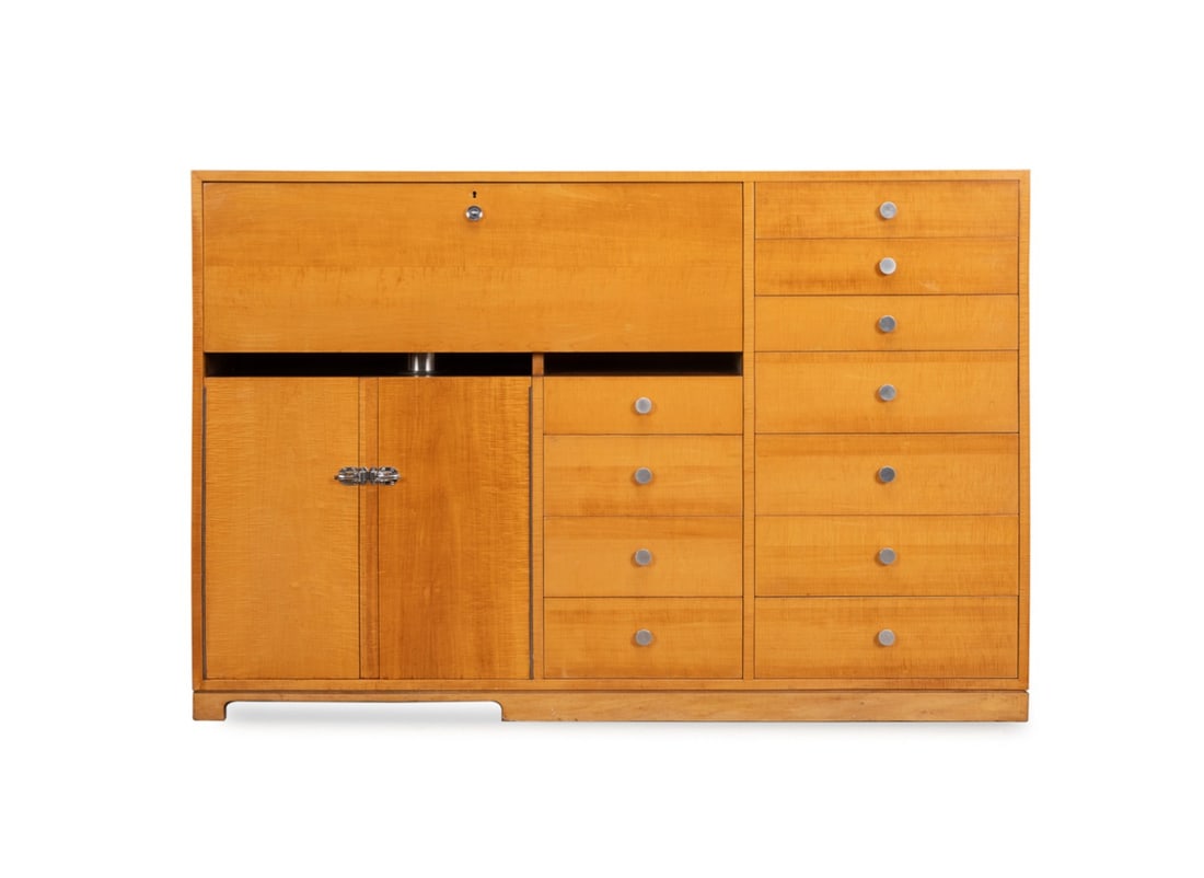 PHILIP JOHNSON, TIGER MAPLE DRY BAR CABINET (1 of 9)