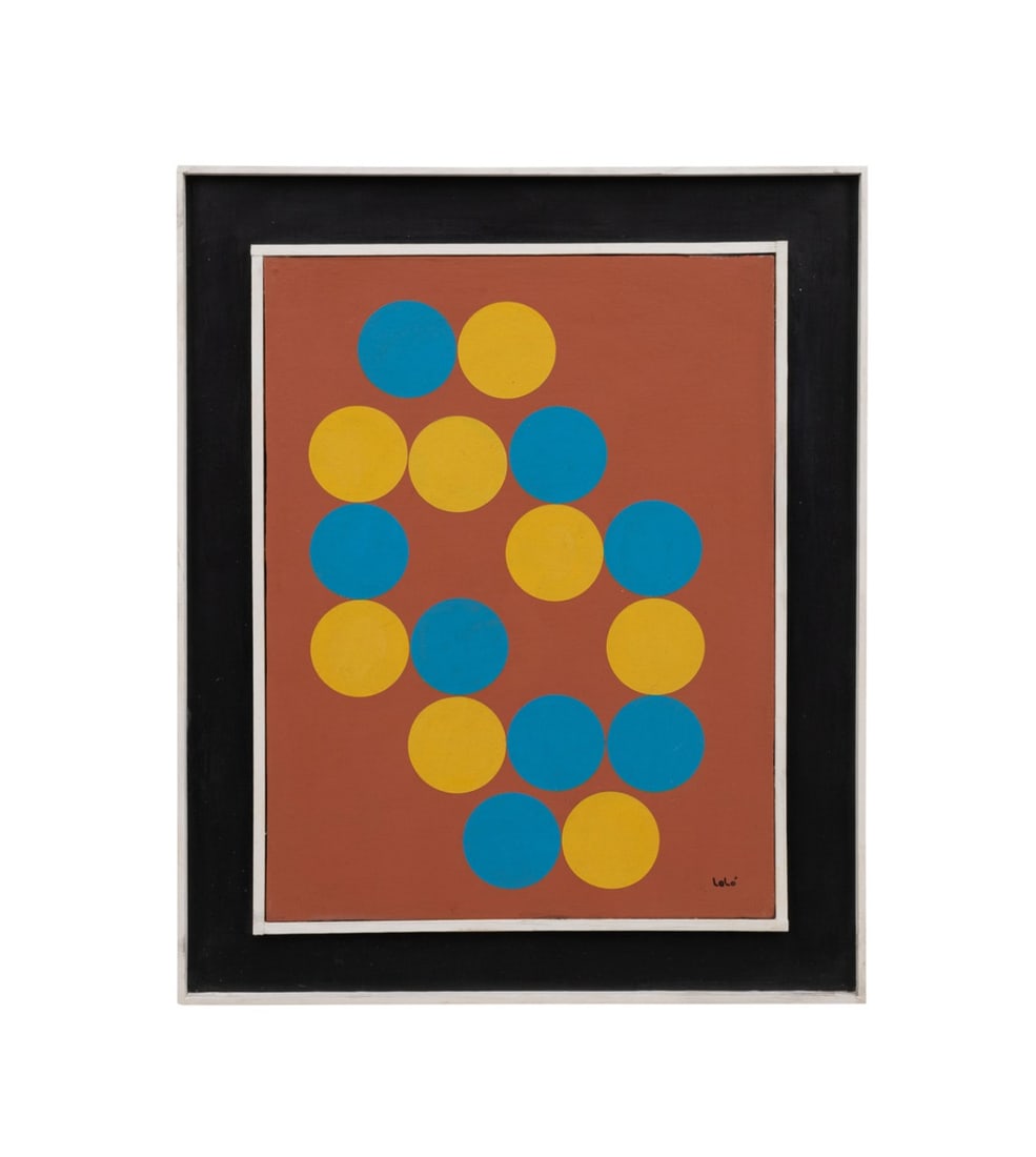 LOLO SOLDEVILLA, BLUE & YELLOW CIRCLES, 1950S OIL (1 of 5)