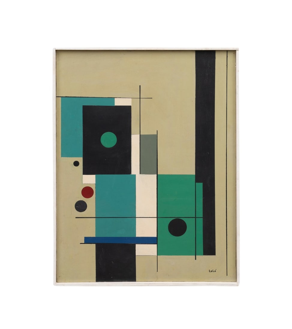 LOLO SOLDEVILLA, BLACK & GREEN GEOMETRIC OIL (1 of 5)