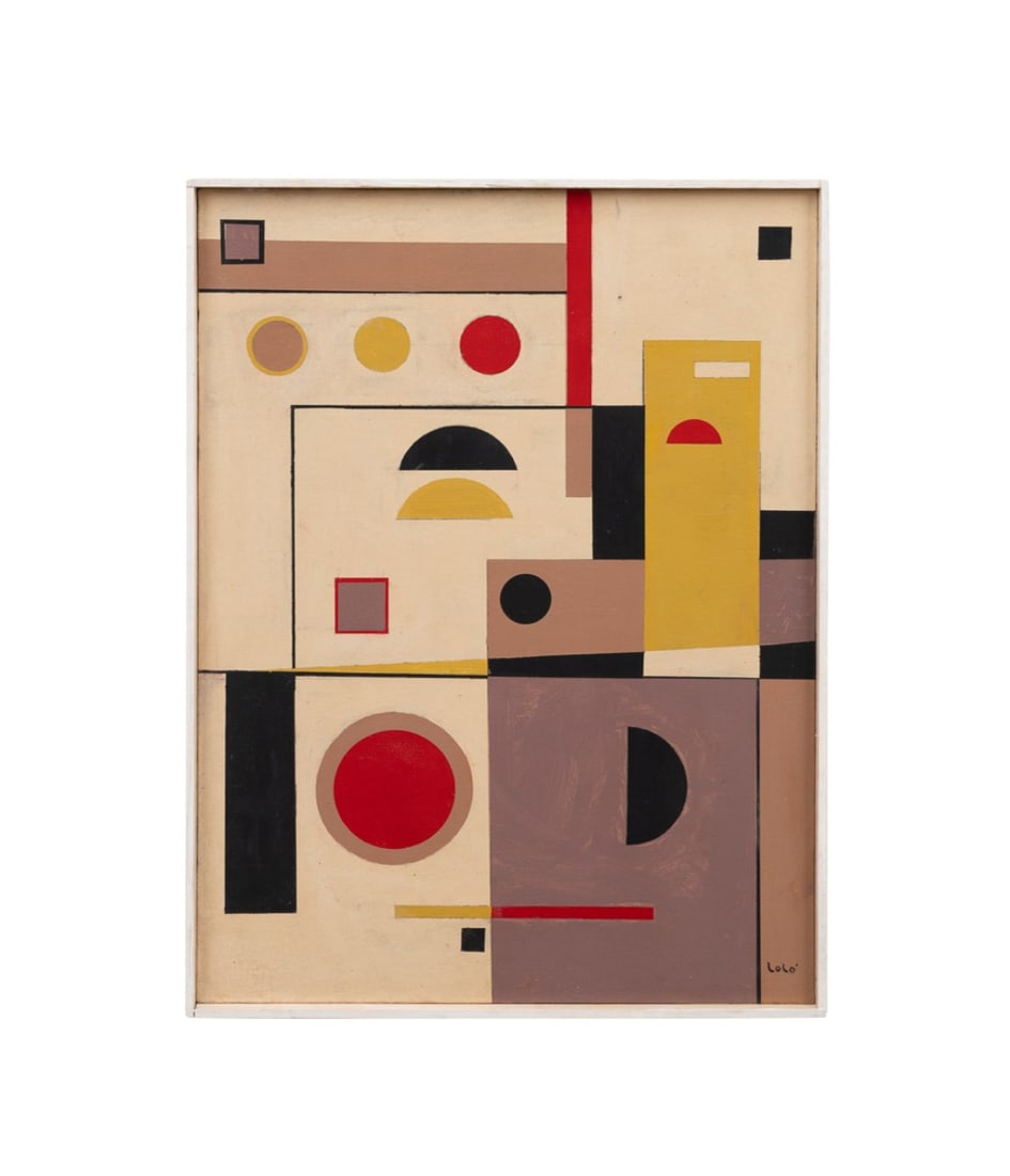 LOLO SOLDEVILLA, YELLOW & RED GEOMETRIC, 1956 OIL (1 of 5)