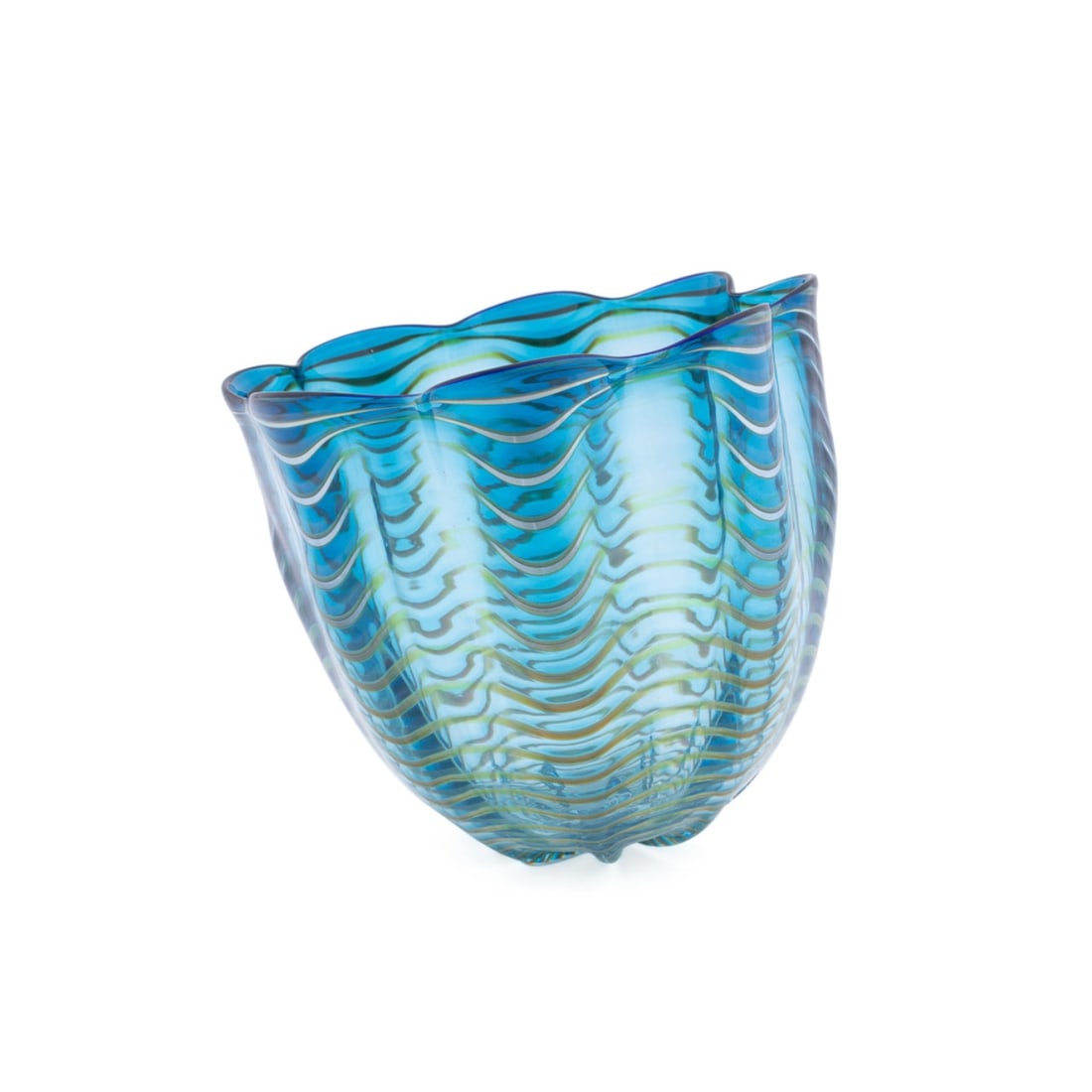 CHIHULY, 'TEAL BLUE SEAFORM' BLOWN GLASS VESSEL (1 of 8)