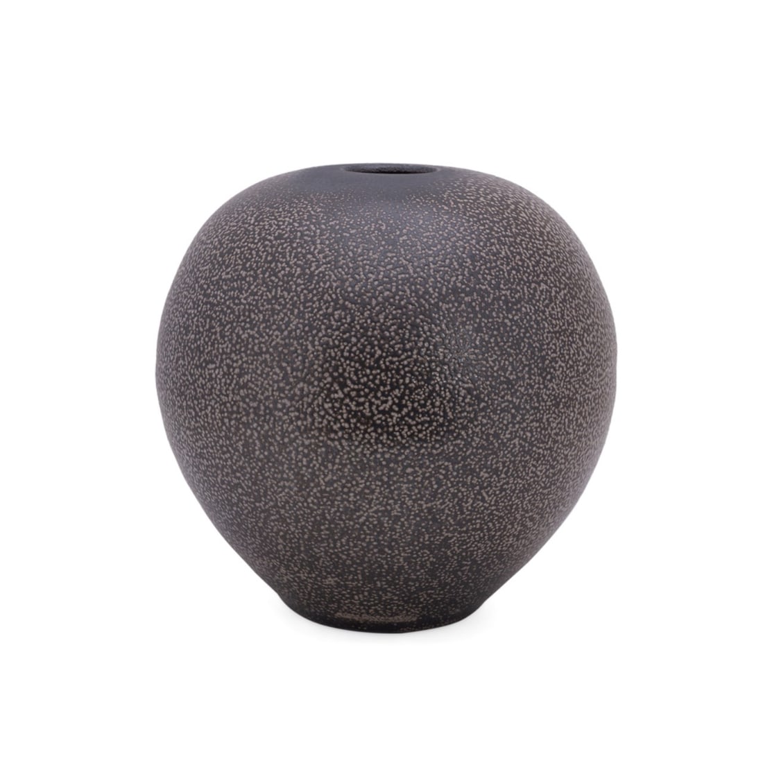 ALEX MATISSE, GREENISH BLACK SALT GLAZED OVOID POT: Alex Matisse (American, born 1984). Greenish black ovoid pot - 21st century, wood fired salt glazed stoneware, stamped with artist name to underside. Note: Alex Matisse, founder of the Asheville-based