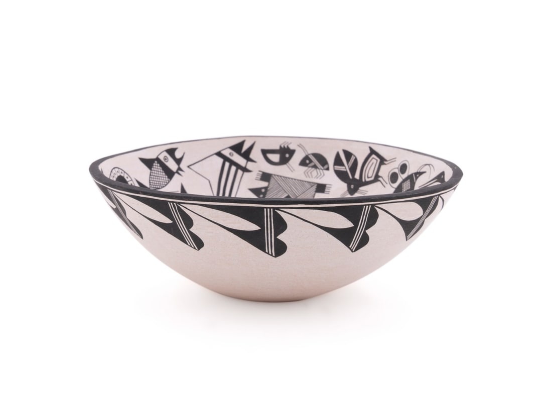 JOHN ARAGON, ACOMA POTTERY BOWL, ANIMALS & INSECTS (1 of 9)