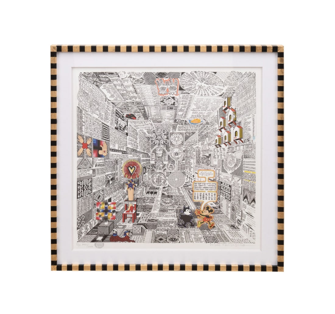 PEDRO FRIEDEBERG, 'CODICE MIGUELITO I' SERIGRAPH: Pedro Friedeberg (Italian / Mexican, 1936-2026). "Codice Miguelito I" - color serigraph on paper, signed in pencil to LR, numbered 17 of 30 and inscribed E/E ("edicion de ensayo" or test edition) to L
