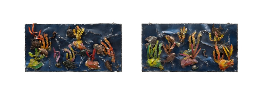 TWO 3D MARINE LIFE METAL WALL PANELS, FCO LOPEZ (1 of 8)
