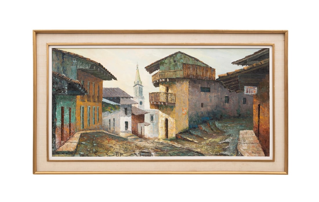 MEXICAN SCHOOL, STREET SCENE, 20TH C., O/C (1 of 5)