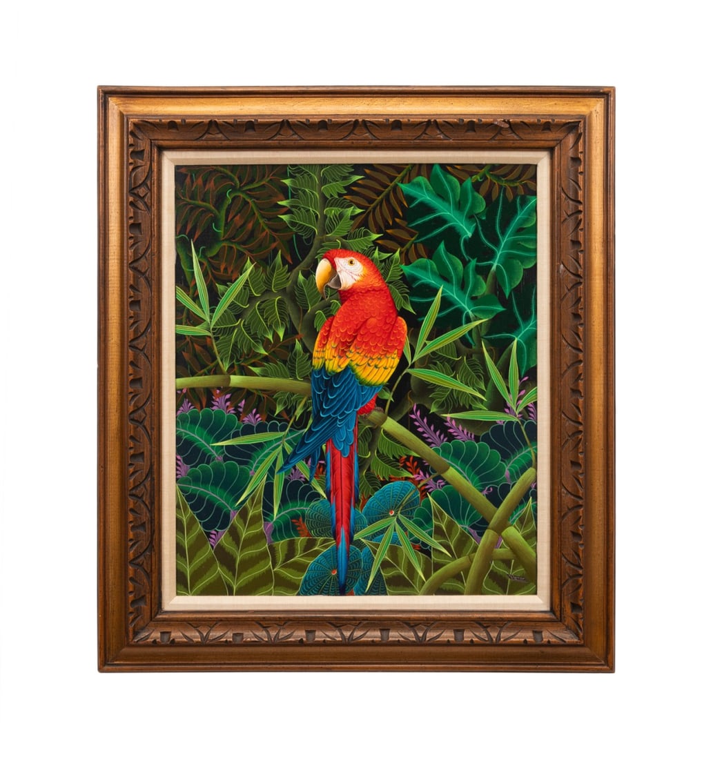 JACQUES GESLIN, PORTRAIT OF A PARROT, OIL (1 of 7)