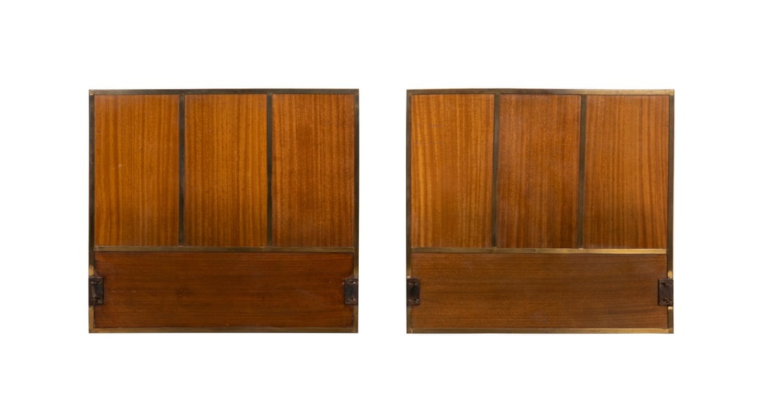 PAIR, PAUL MCCOBB MAHOGANY & BRASS TWIN HEADBOARDS (1 of 6)