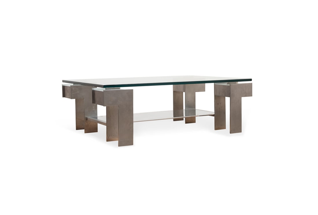 MID CENTURY MODERN GLASS TOP & CHROME COFFEE TABLE (1 of 7)