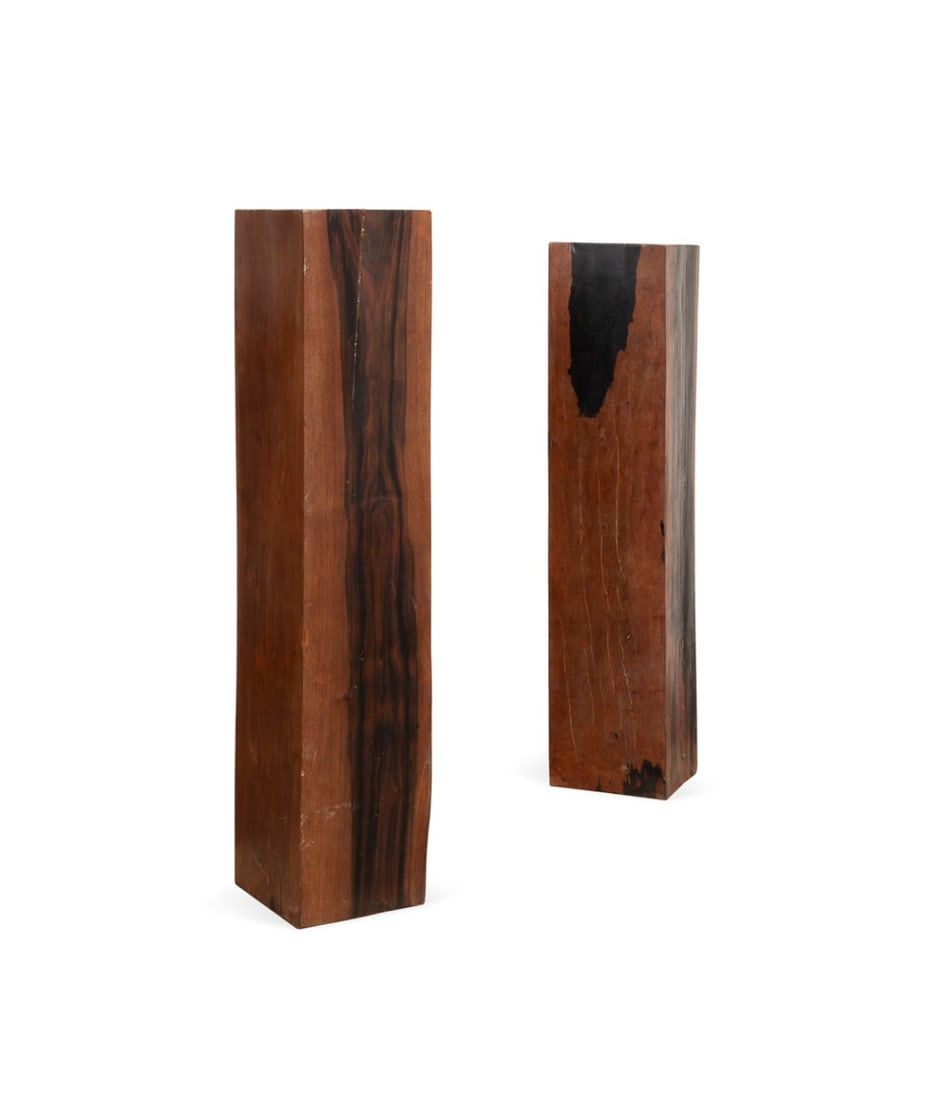 ASSEMBLED PAIR OF EXOTIC WOOD SQUARE PEDESTALS (1 of 6)