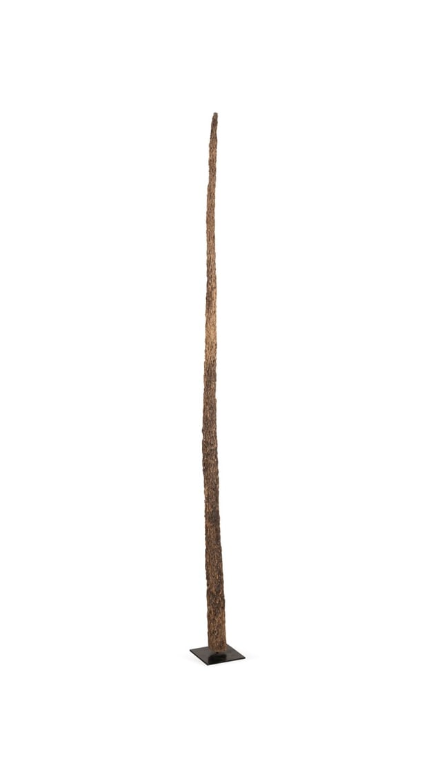 EXOTIC WOOD SPIKE SCULPTURE ON STAND (1 of 5)