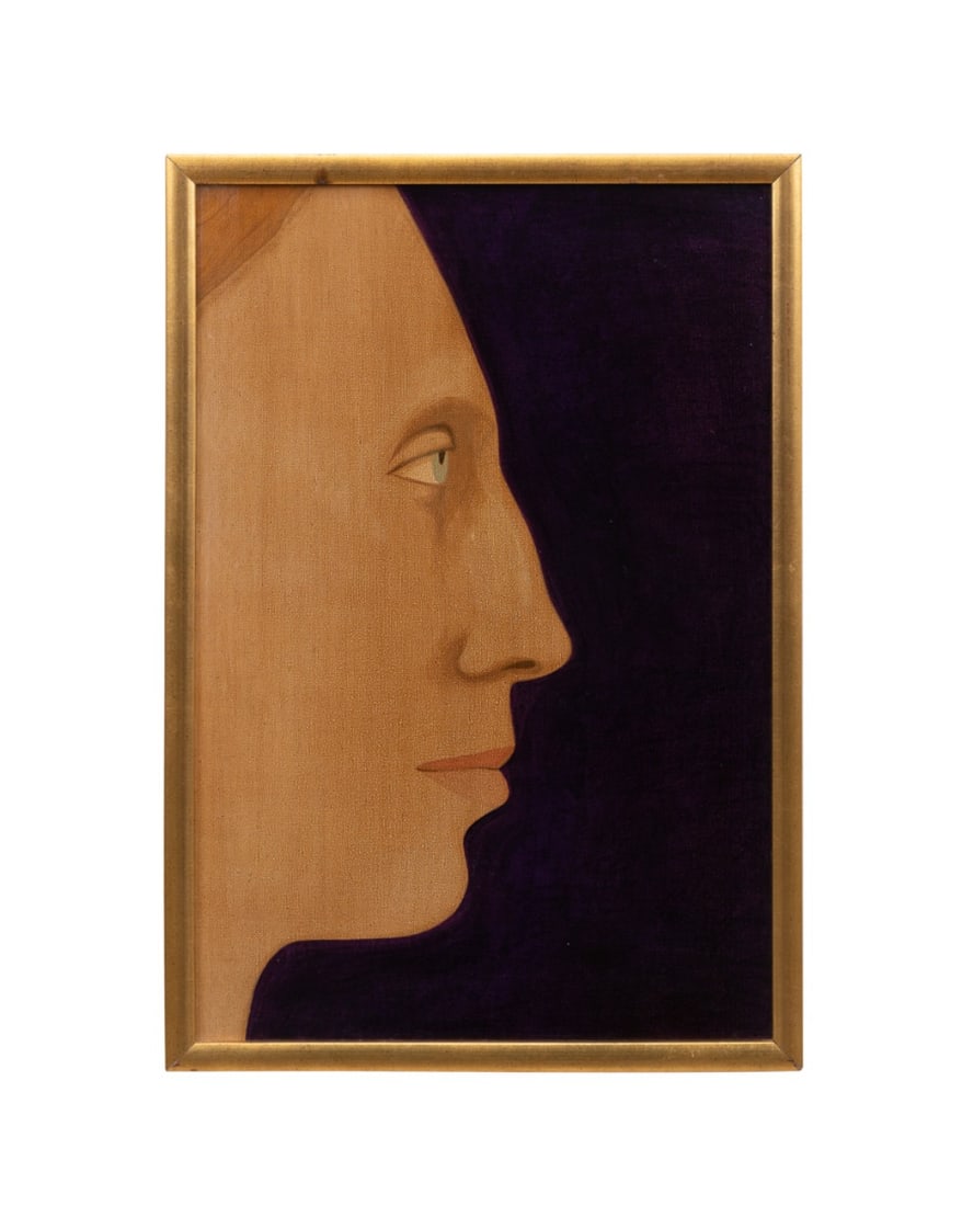 BUNN GRAY, 'RENAISSANCE PROPHILE NO. #1', 1973: Bunn Gray (American, died 2001). "Renaissance Prophile No. #1" from the "Prophile" series- 1973, acrylic on canvas, signed, dated, and titled to verso. Framed. Provenance: Private Collection of