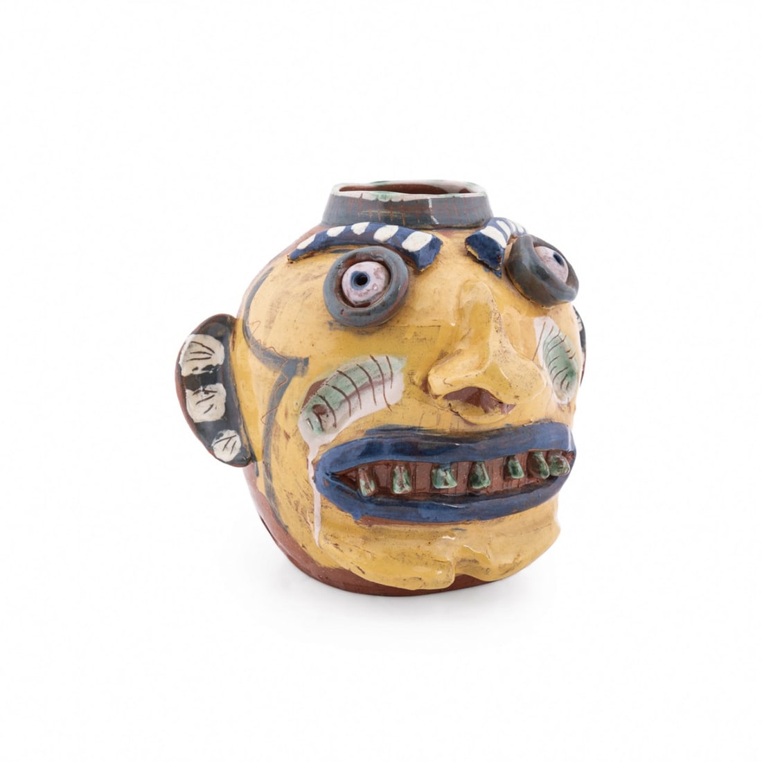 CARL BLOCH FLATLAND POTTERY FOLK ART FACE JUG (1 of 8)