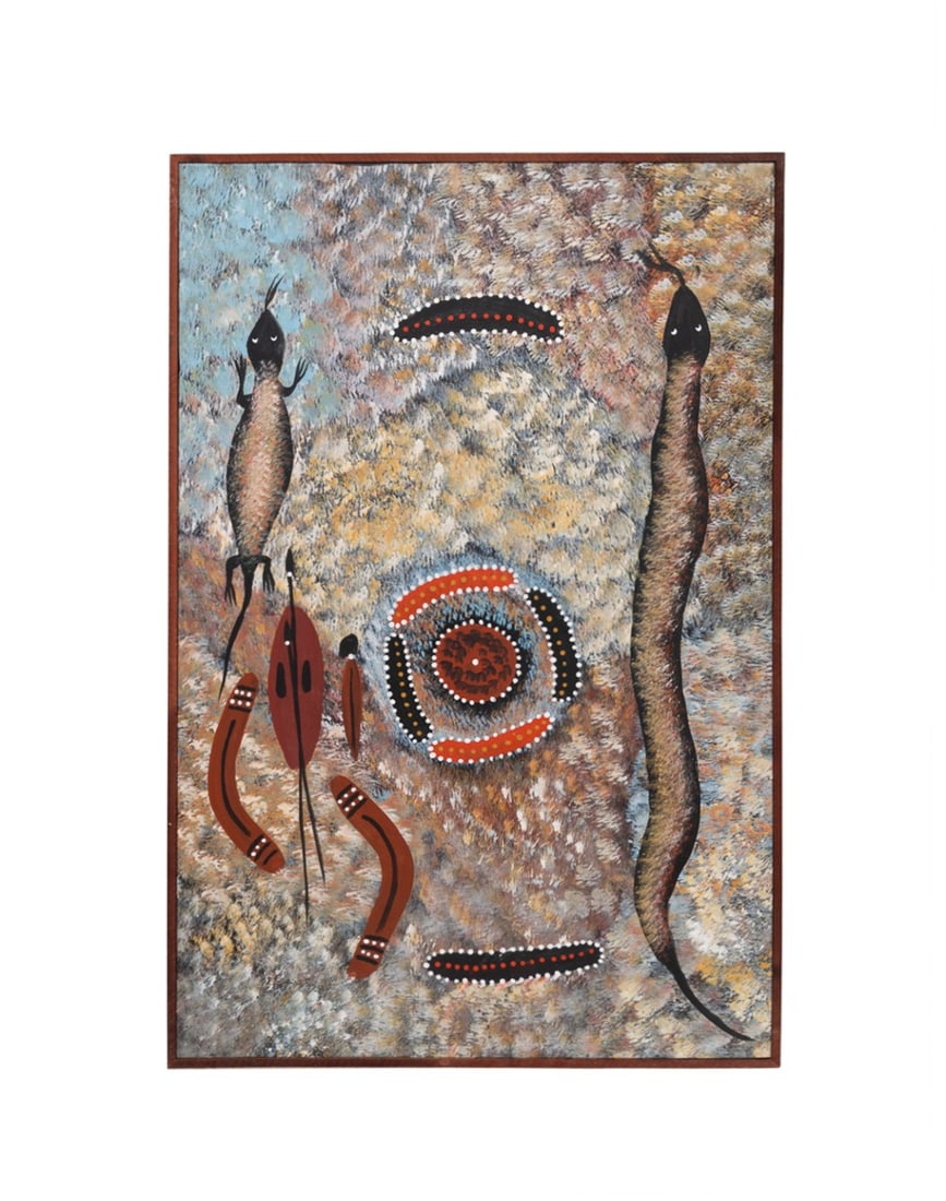 BARNEY DANIELS TJUNGURRAYI, SNAKE AND LIZARD, A/C (1 of 7)