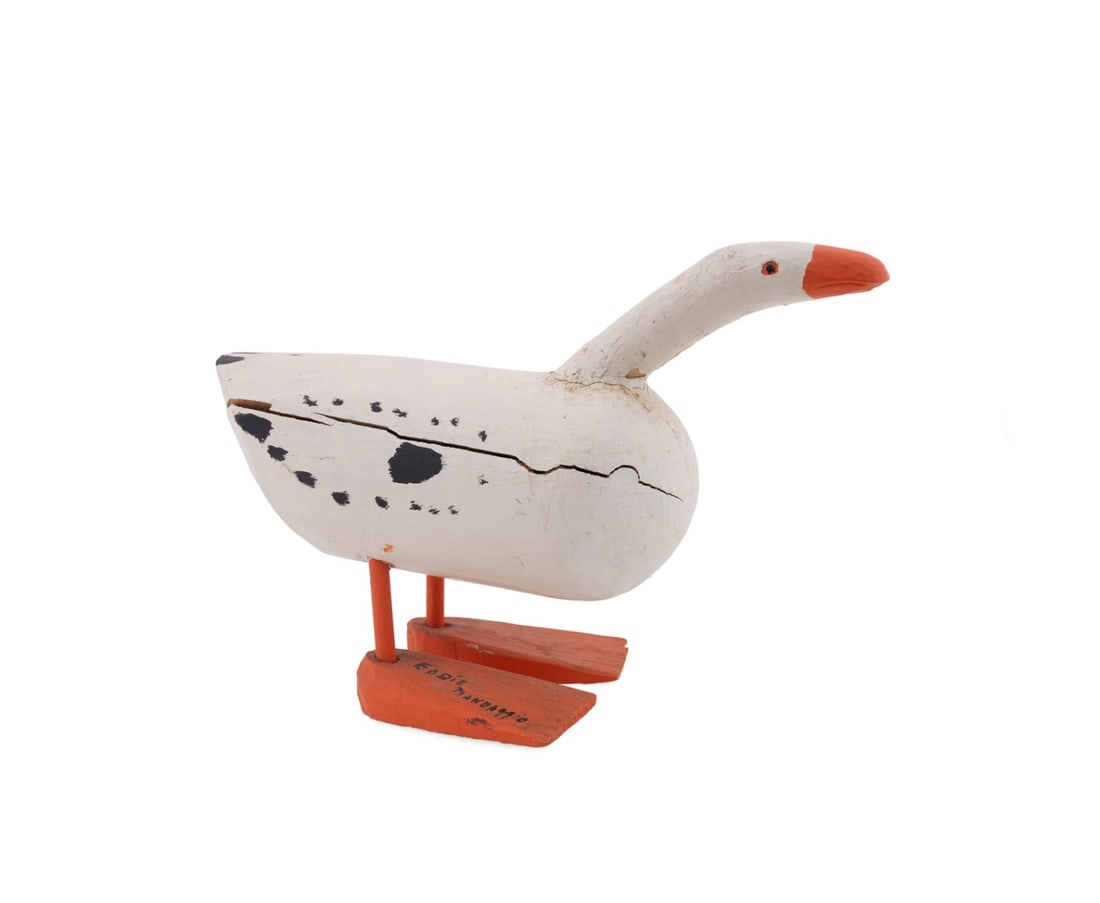 EDDIE MANDAGGIO, CARVED WOODEN FOLK ART GOOSE (1 of 10)