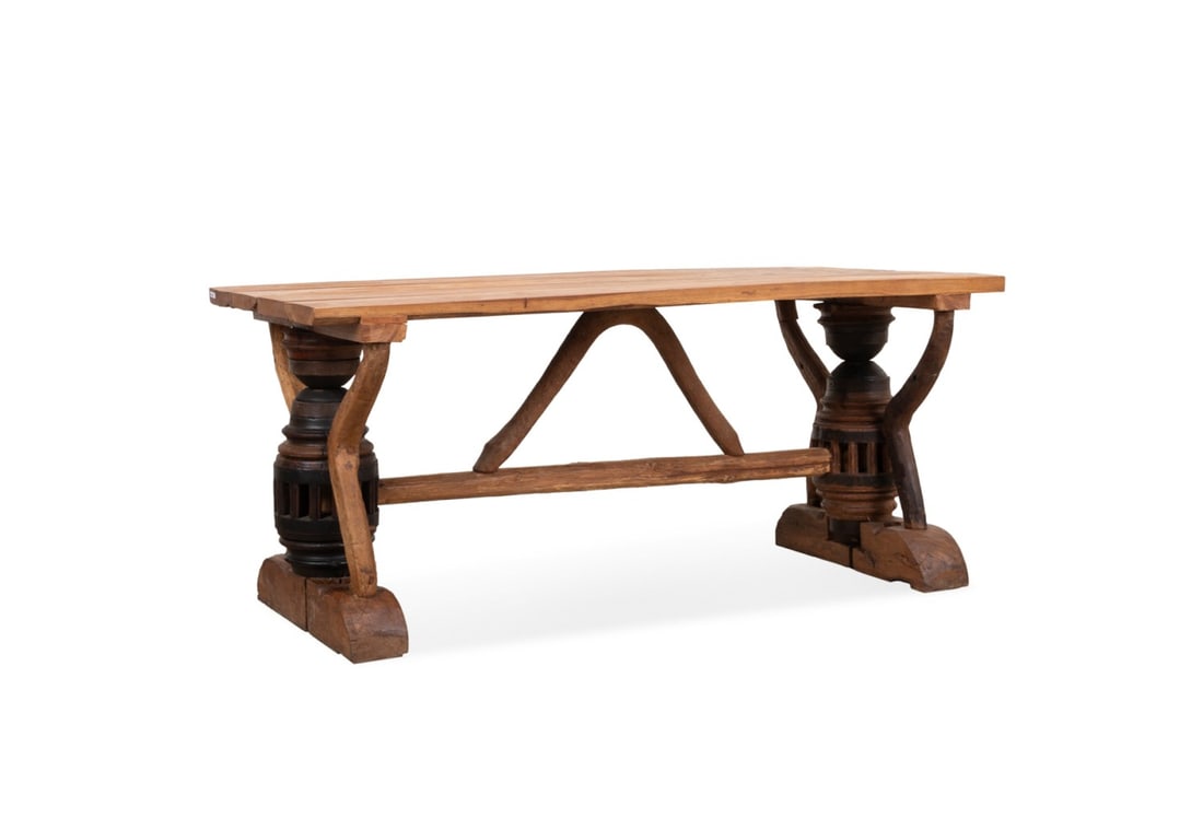 MID 20TH C. MODERN RUSTIC WOOD DINING TABLE (1 of 6)