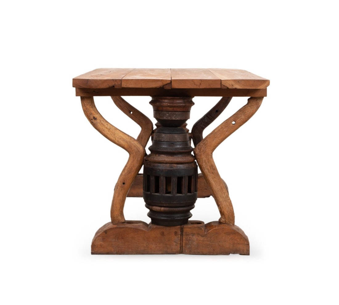 MID 20TH C. MODERN RUSTIC WOOD DINING TABLE - 3