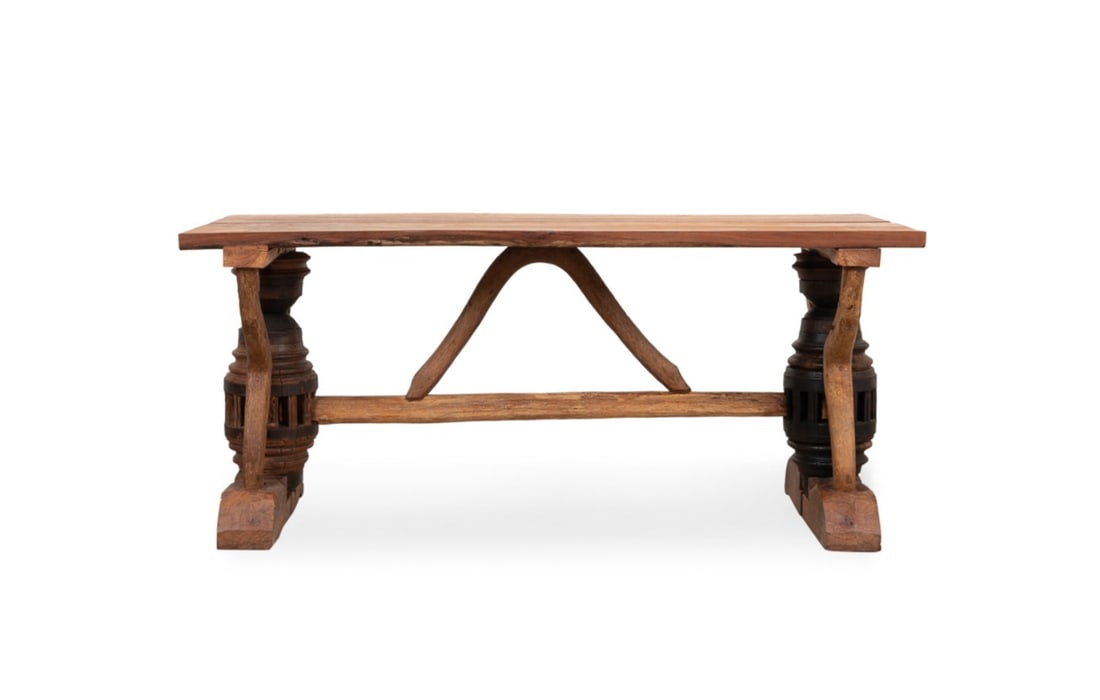 MID 20TH C. MODERN RUSTIC WOOD DINING TABLE - 4