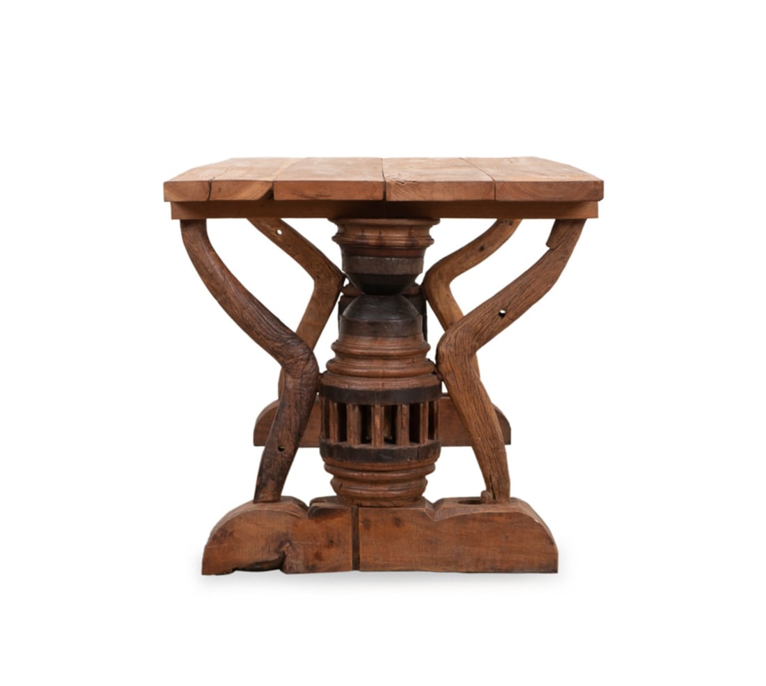 MID 20TH C. MODERN RUSTIC WOOD DINING TABLE - 5