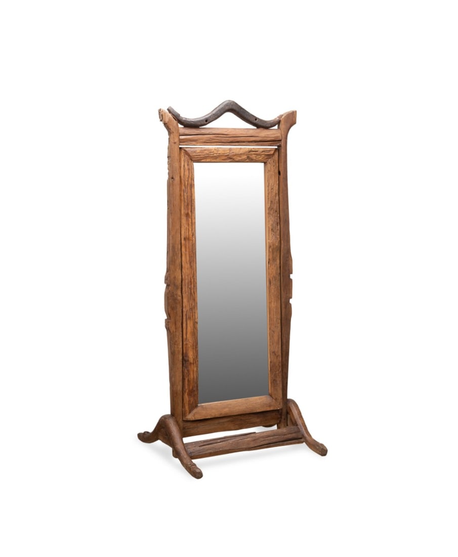 MODERN RUSTIC WOOD DRESSING MIRROR, MID 20TH C. (1 of 6)