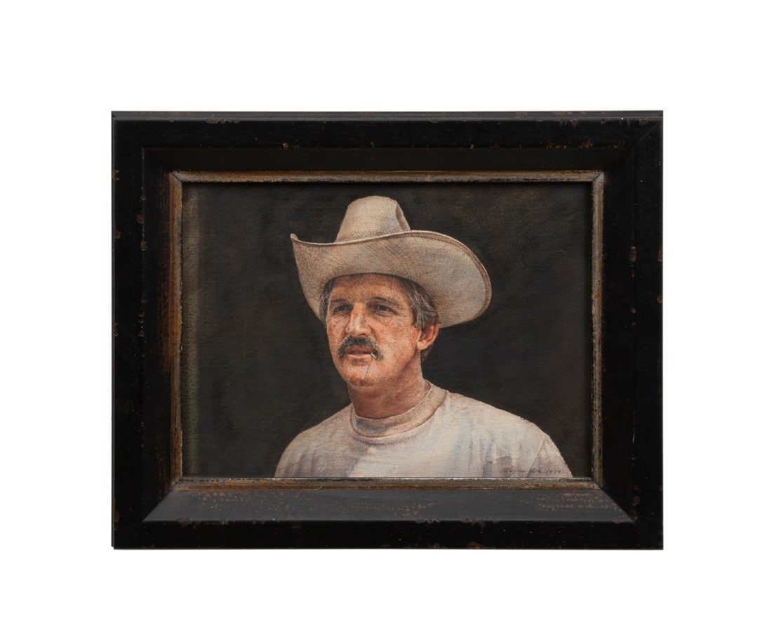WAYNE WU, MAN IN A COWBOY HAT, 1979, WATERCOLOR (1 of 5)