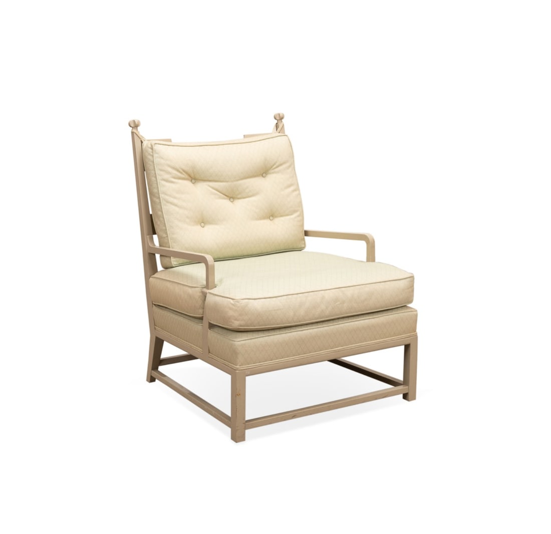MODERN BEIGE PAINTED UPHOLSTERED LOUNGE CHAIR (1 of 7)