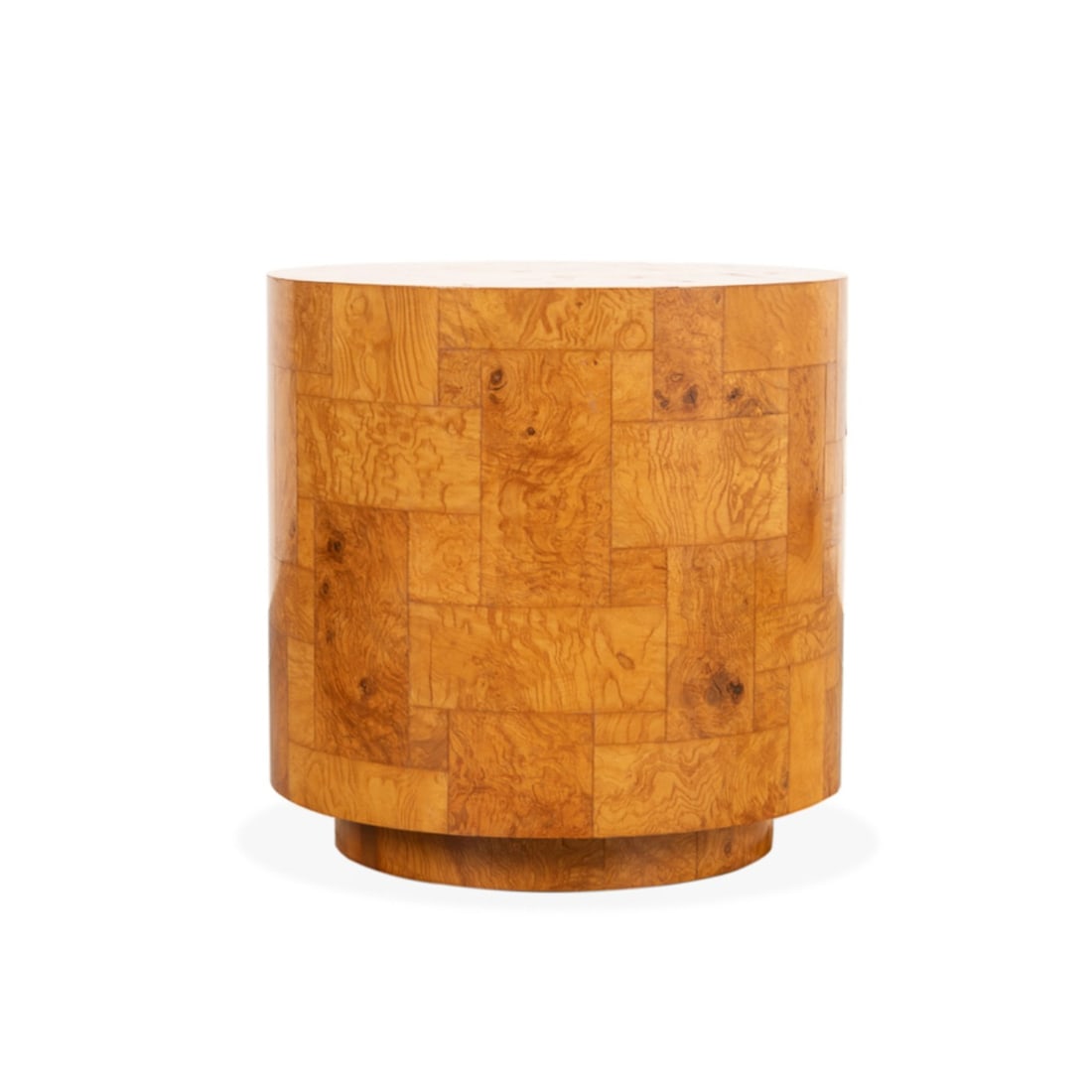 EDWARD WORMLEY STYLE BURLWOOD PEDESTAL SIDE TABLE (1 of 5)
