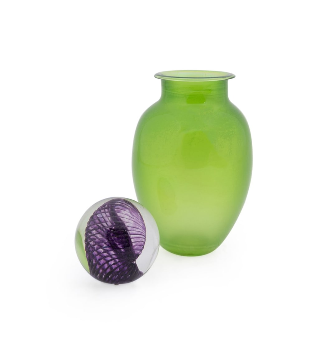 JOSH SIMPSON, IRIDESCENT VASE & PLANET PAPERWEIGHT (1 of 7)