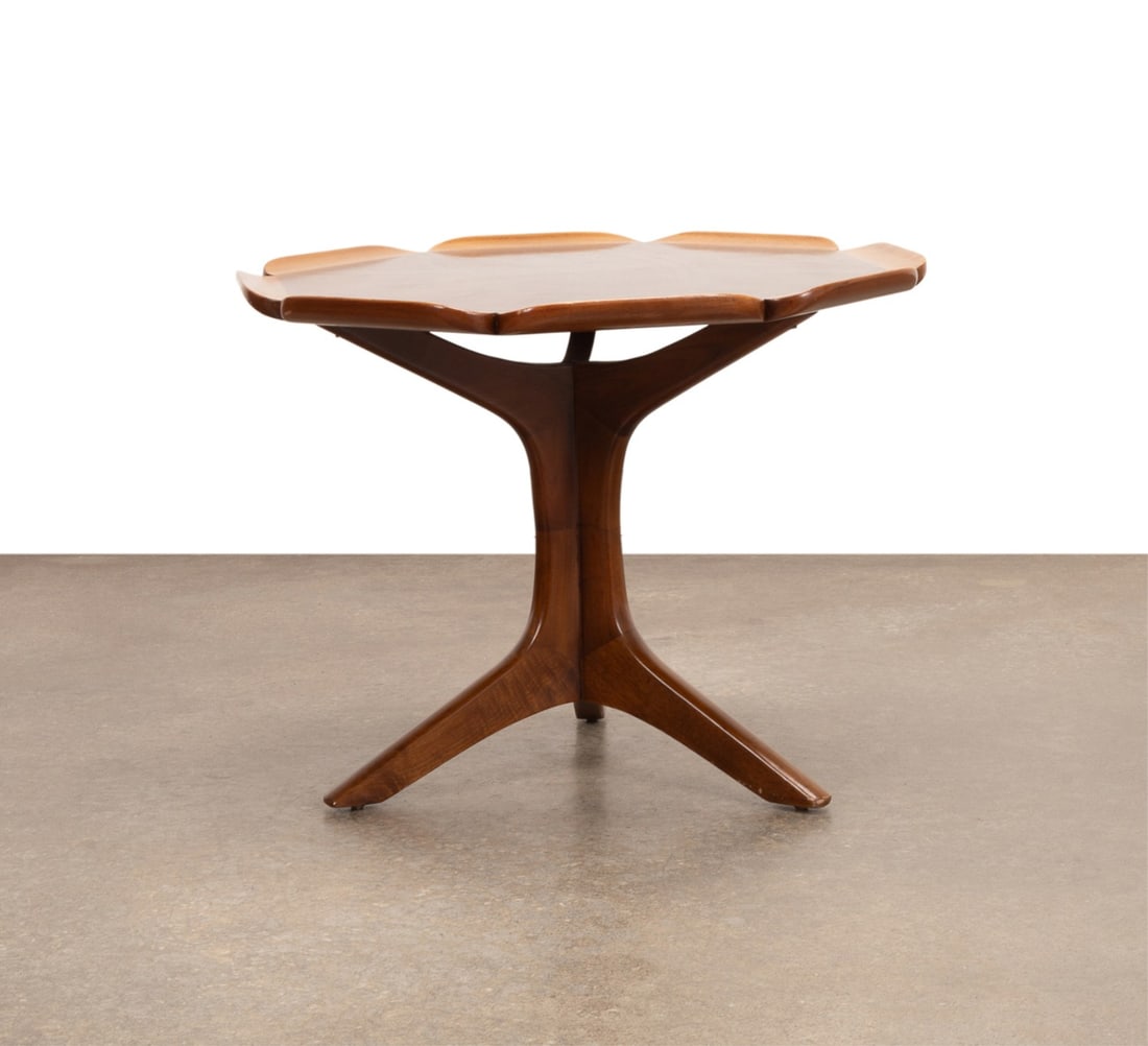 MID CENTURY MODERN TWO-TONE FLORIFORM END TABLE - 4