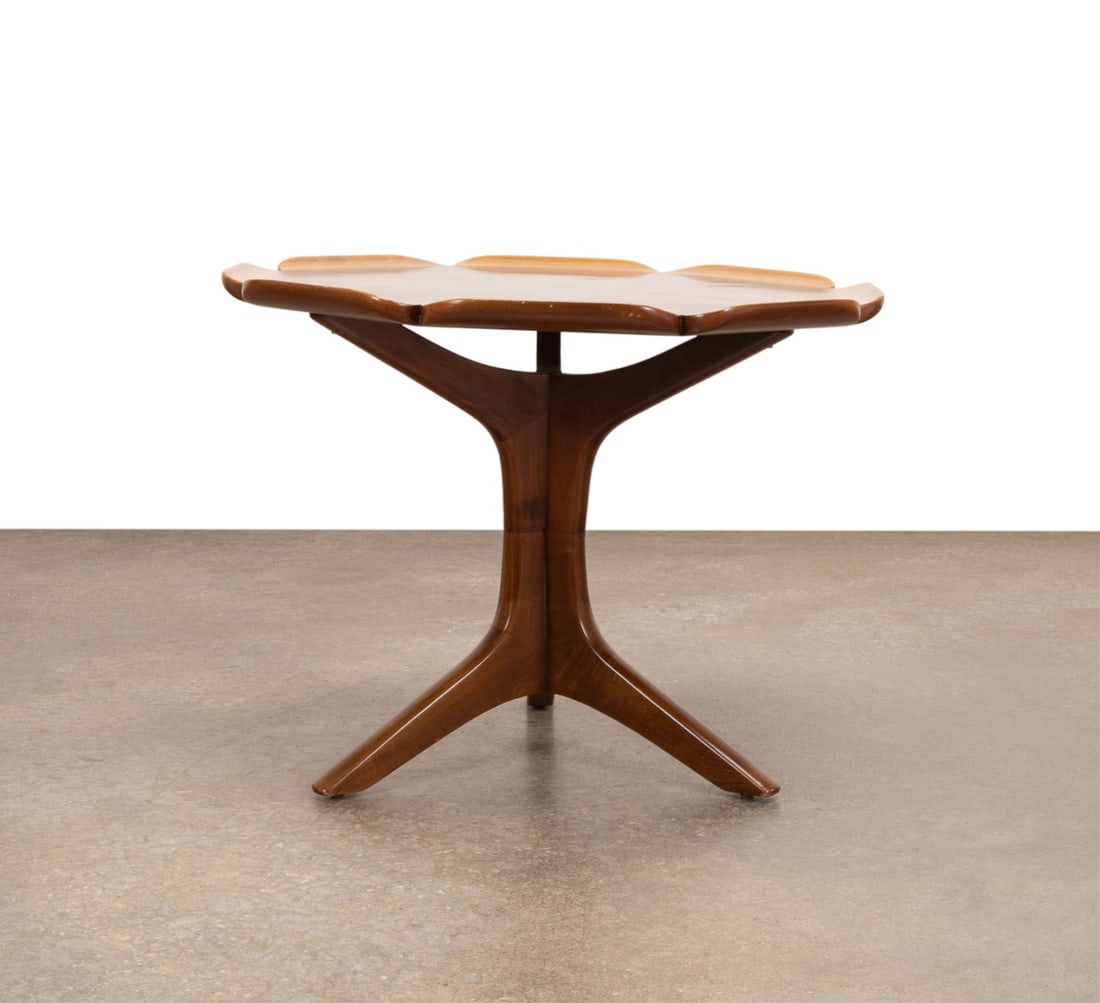MID CENTURY MODERN TWO-TONE FLORIFORM END TABLE - 5