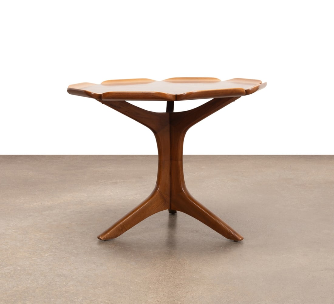 MID CENTURY MODERN TWO-TONE FLORIFORM END TABLE - 6