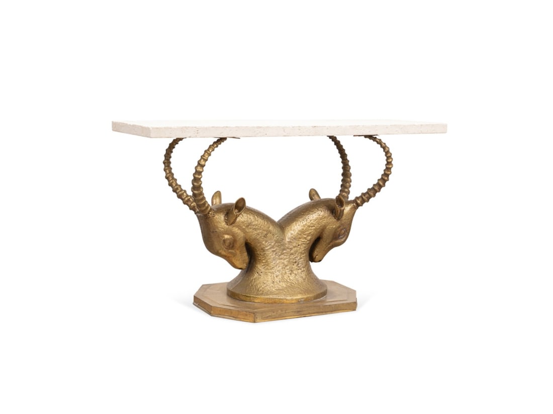 CHERVET STYLE HOLLYWOOD REGENCY IBEX CONSOLE TABLE (1 of 8)