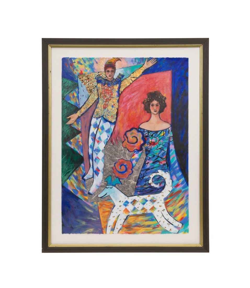 CECILE BROZ, JESTER, WOMAN, AND DOG, MIXED MEDIA (1 of 5)