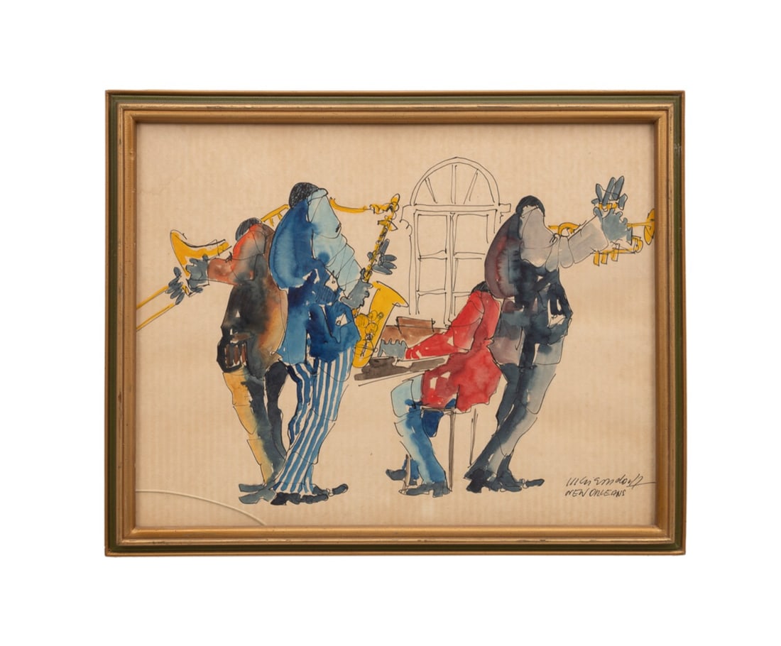 LEO MEIERSDORFF, NEW ORLEANS JAZZ SCENE, W/C & INK (1 of 5)