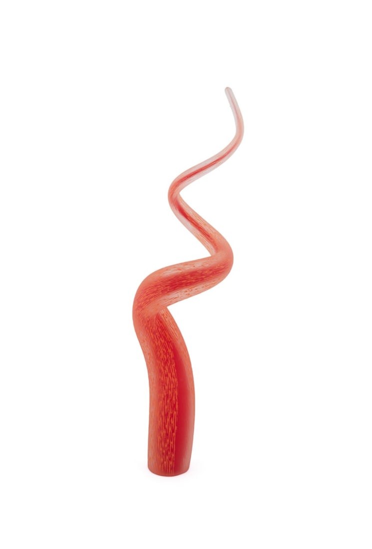 CONTEMPORARY RED & ORANGE GLASS SWIRL SCULPTURE (1 of 7)