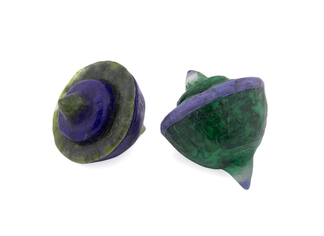 PAIR OF LARGE STUDIO GLASS TOY TOPS (1 of 6)