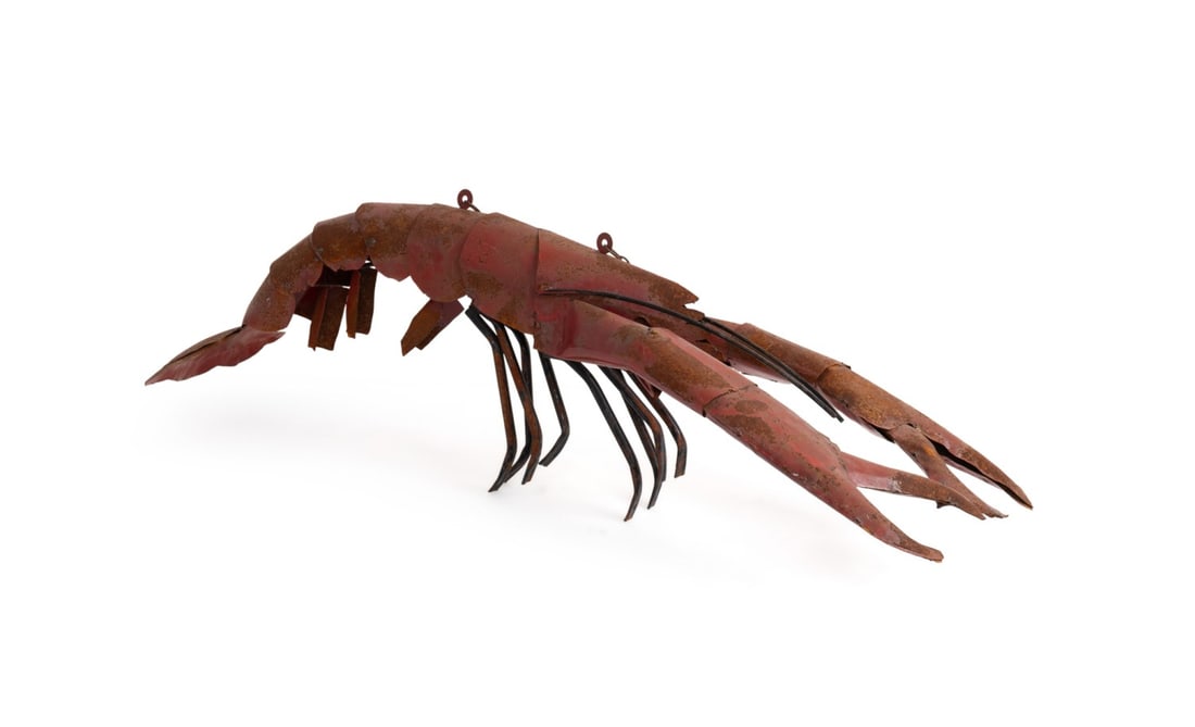 VINTAGE HANGING RED METAL LOBSTER TRADE SIGN (1 of 8)