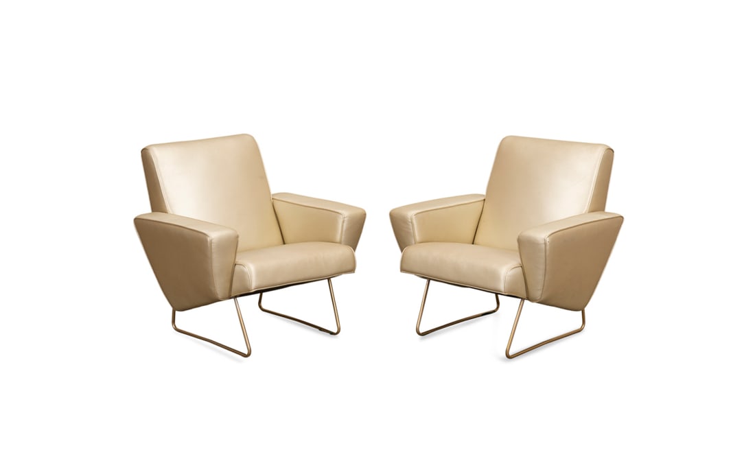 PAIR, PIERRE GUARICHE FRENCH GEOMETRIC CLUB CHAIRS (1 of 6)