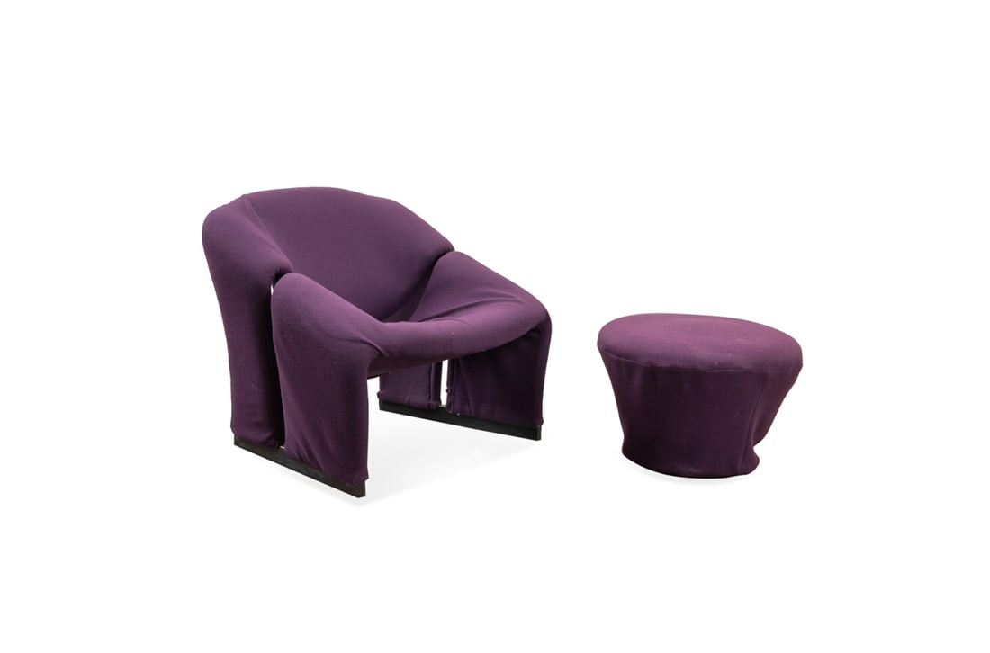 PAULIN FOR ARTIFORT PURPLE 'GROOVY' CHAIR & POUF (1 of 7)