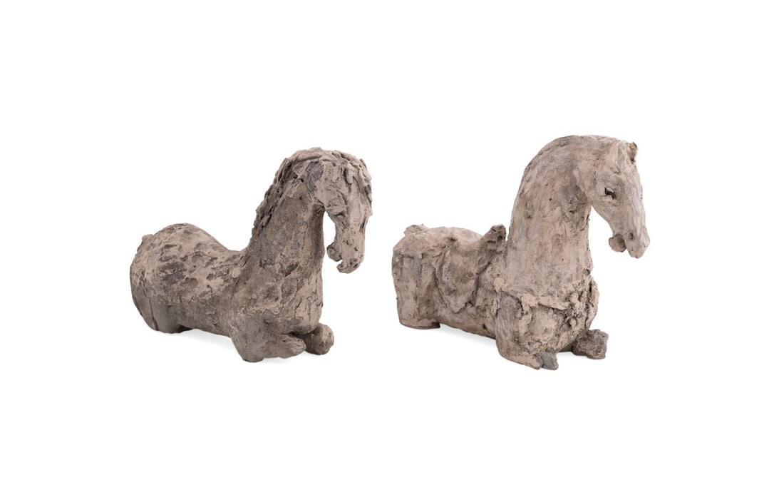 PAIR OF PLASTER HORSE SCULPTURES, STYLE OF FRINK (1 of 6)