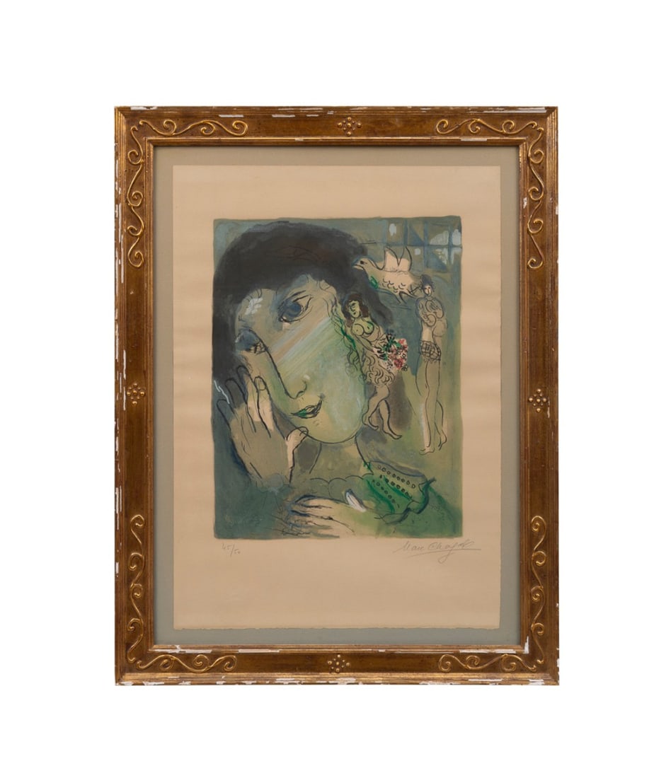 MARC CHAGALL, 'LE POETE' EDITIONED LITHO, 1966 (1 of 7)