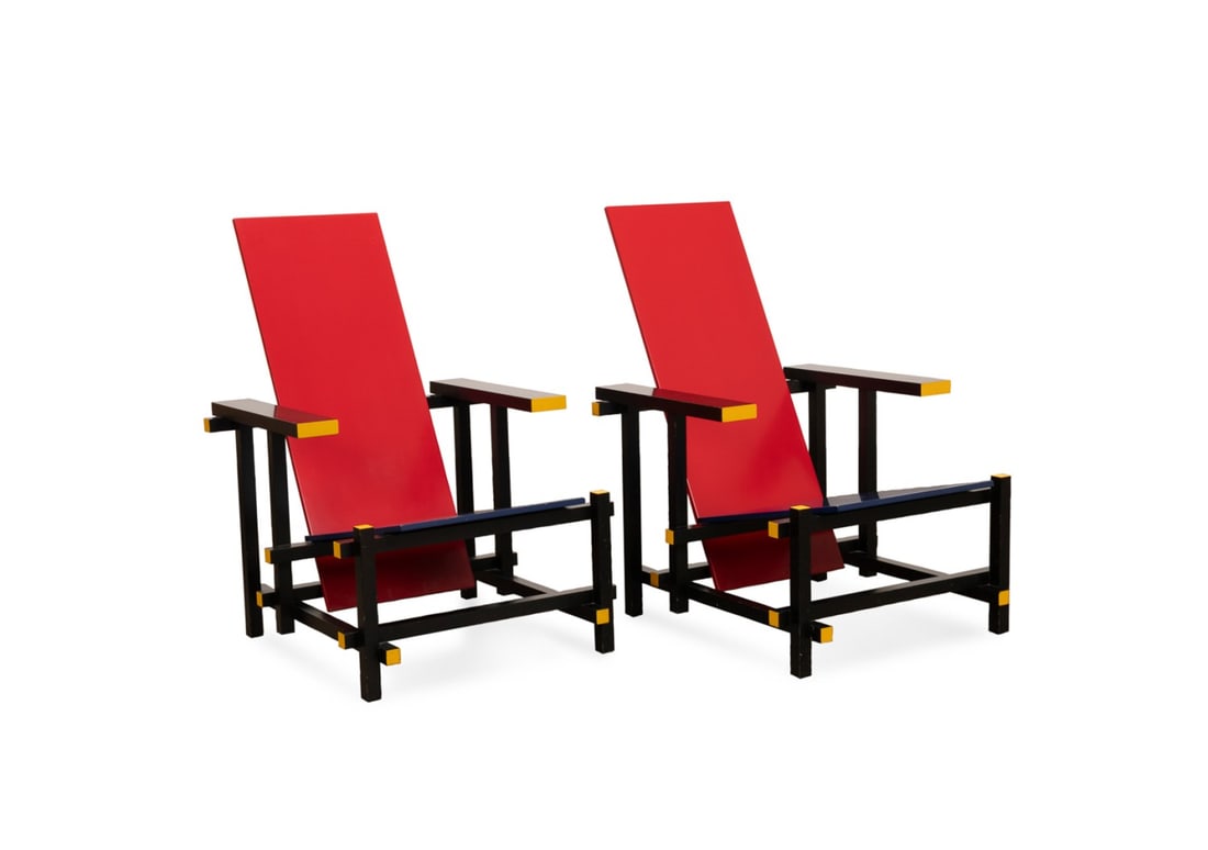 PAIR, GERRIT RIETVELD FOR CASSINA 'RED BLUE CHAIR' (1 of 8)