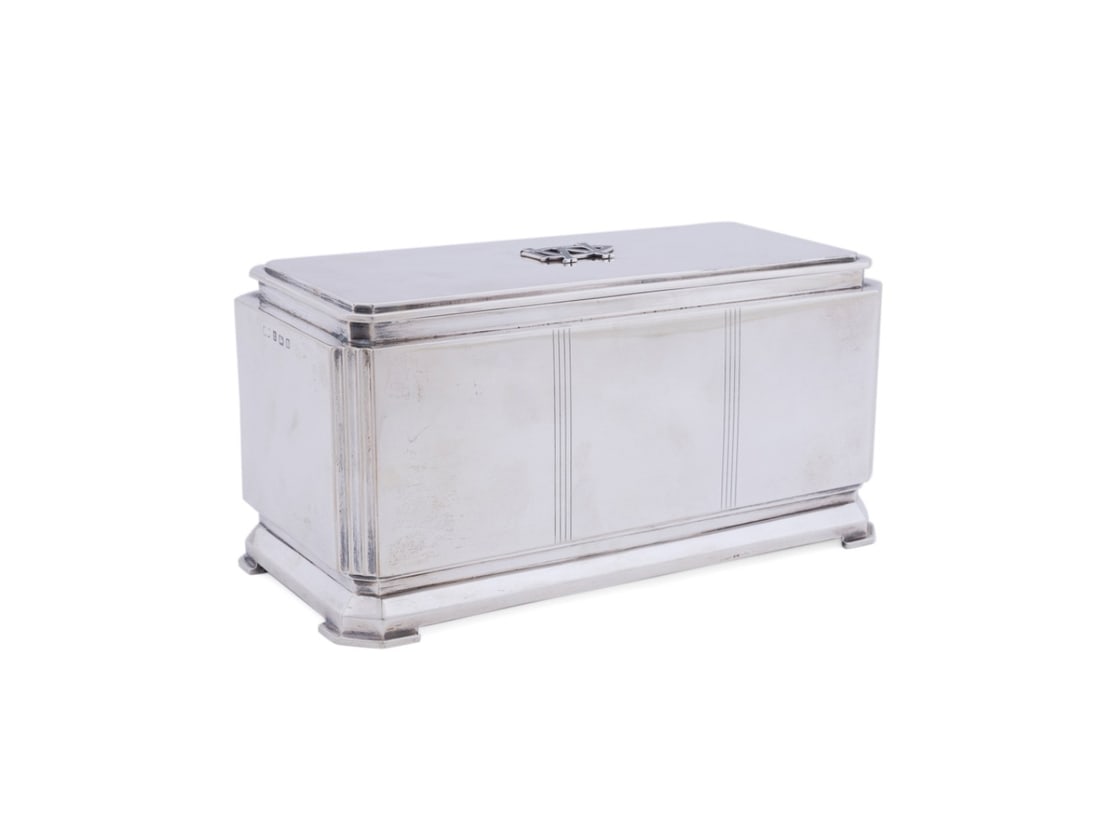 GEORGE VI ART DECO SILVER & ENAMEL HUMIDOR (1 of 11)