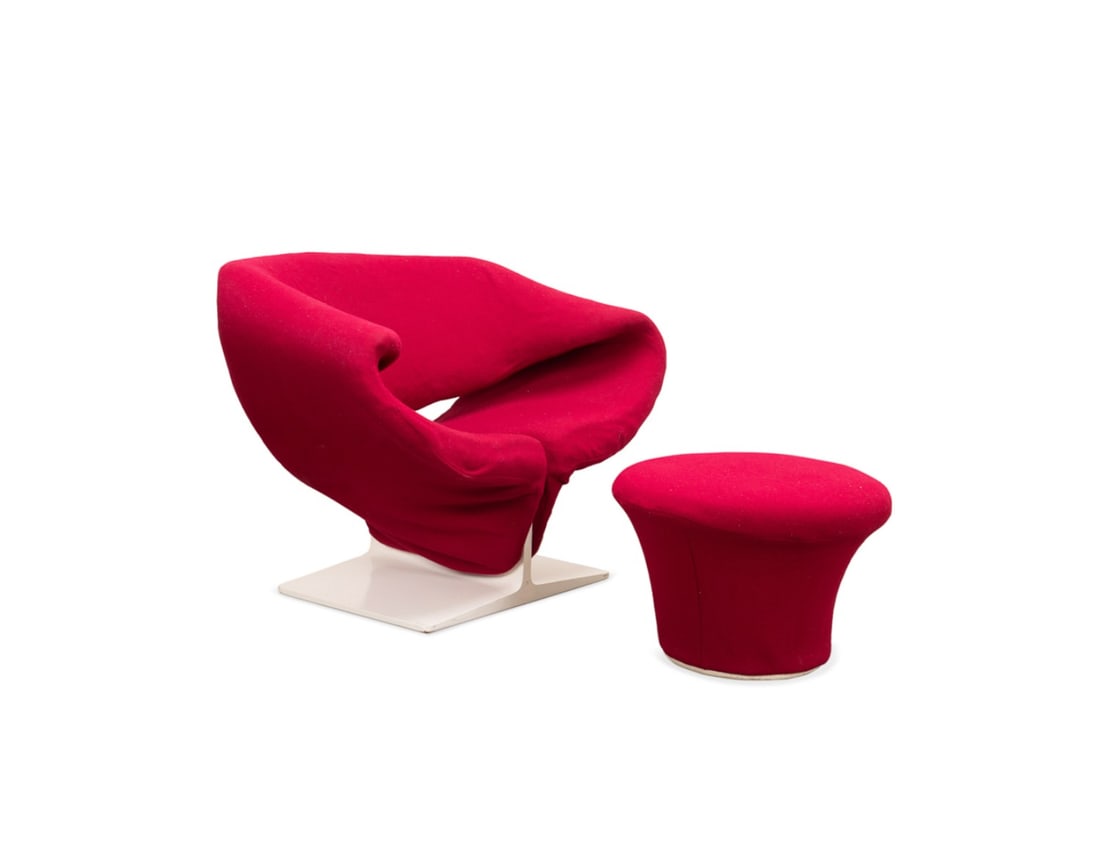 PIERRE PAULIN ARTIFORT RED CHAIR & OTTOMAN (1 of 7)