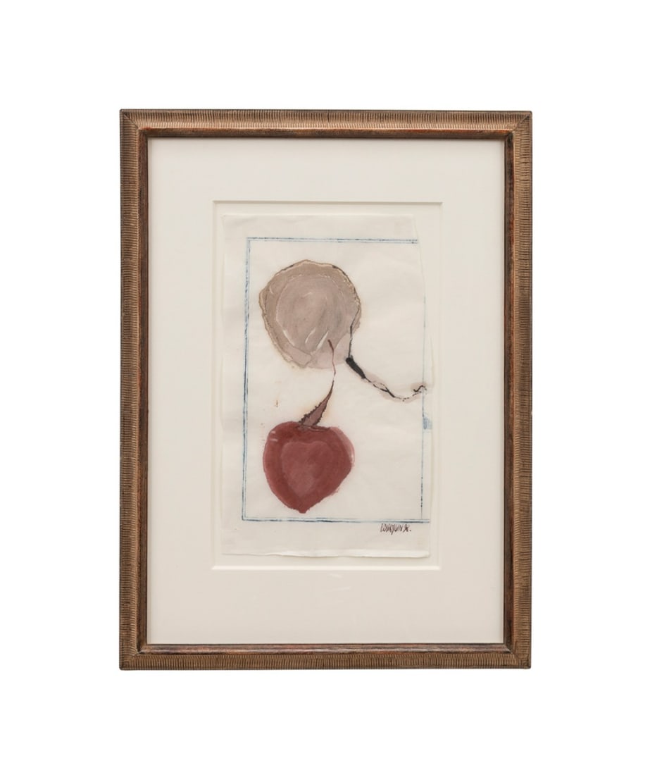 JEAN-PIERRE BOURQUIN, 'CHERRIES', 1992, GOUACHE: Jean-Pierre Bourquin (French, 1950-2020). "Cerises" or "Cherries" - 1992, gouache on paper, signed and dated to LR, label for Galerie Timothy Tew, Atlanta, GA to verso. Framed. Approximate